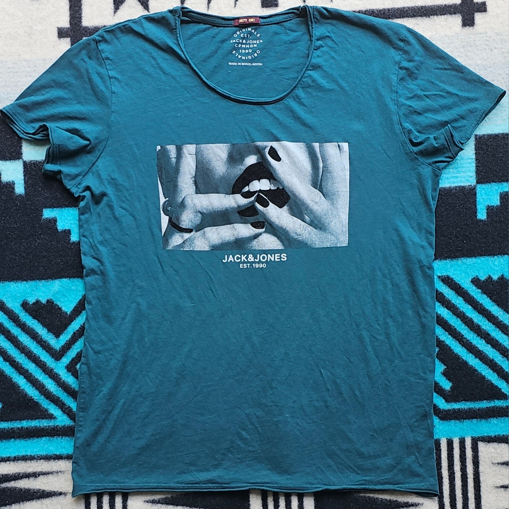 Jack & Jones Glitter Detailed Short Sleeve Crew Neck T-Shirt Large